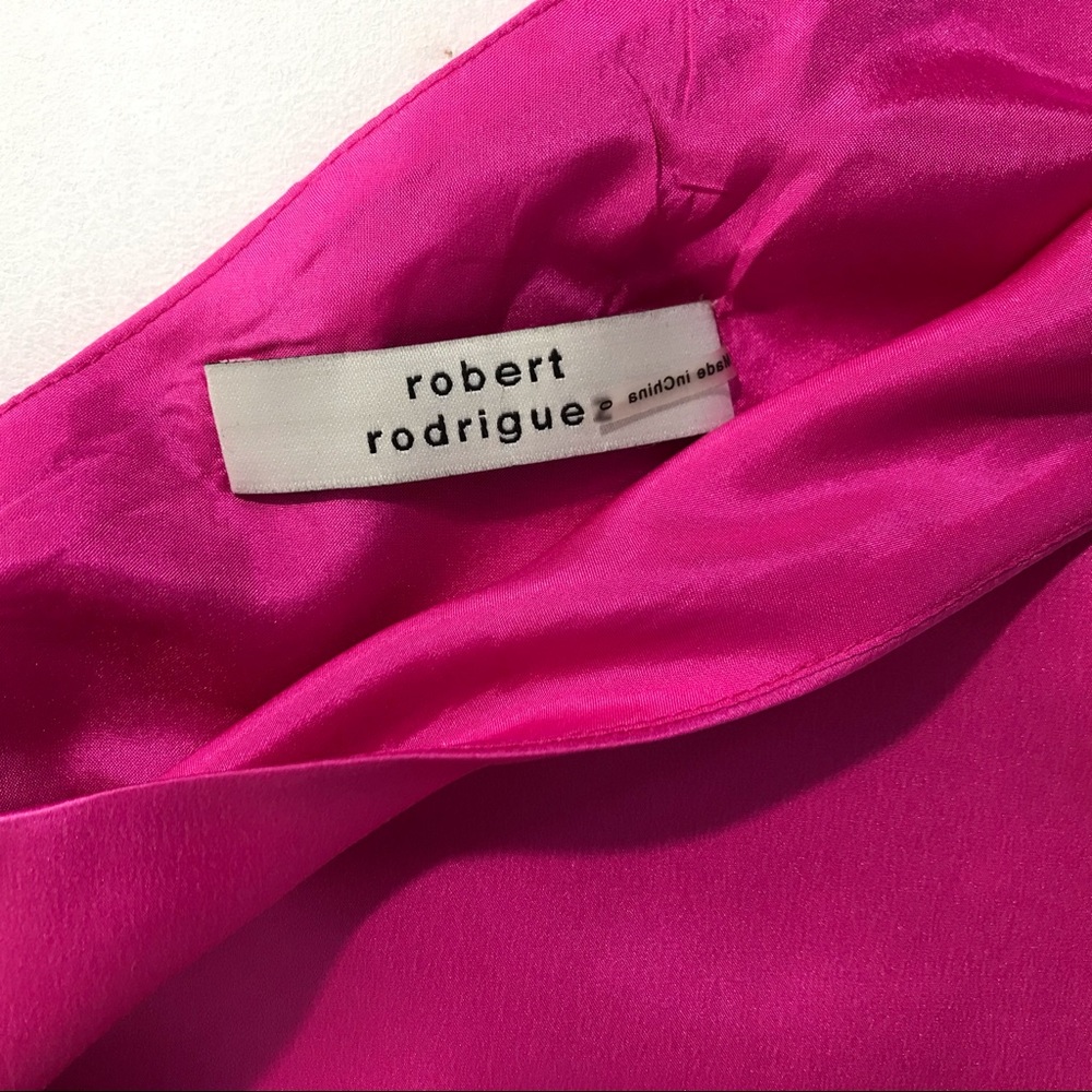 NWT $295 Silk Robert Rodriquez Hot Pink Cold Shoulder Top Barbie Pink - Picture 11 of 13